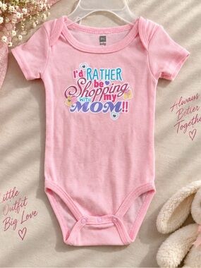 Pink 'Rather Be Shopping with My Mom' Short-Sleeve Baby Bodysuit